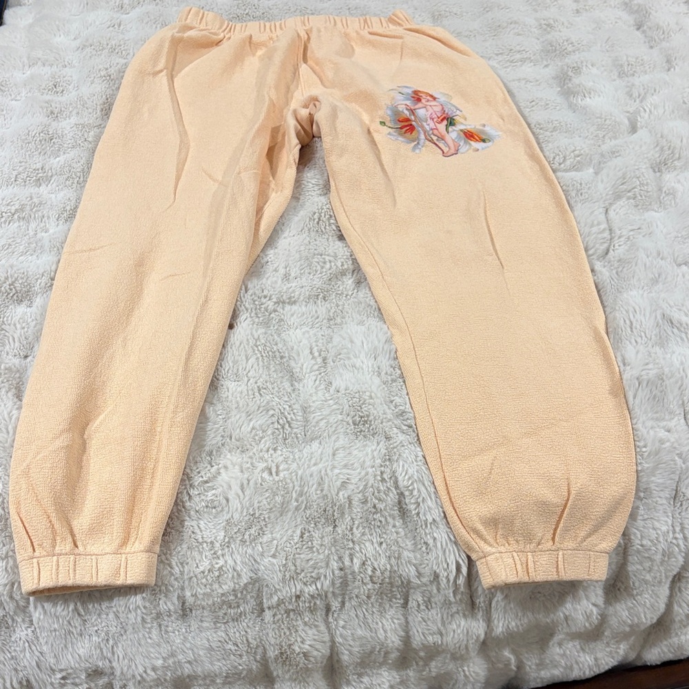 Boys Lie Peach cherub waffle Joggers “I am not wear you left me”  size Medium - Picture 5 of 7